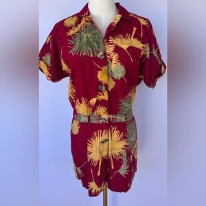Free People Women’s Malibu Romper Red Combo Tropical Print Size Small